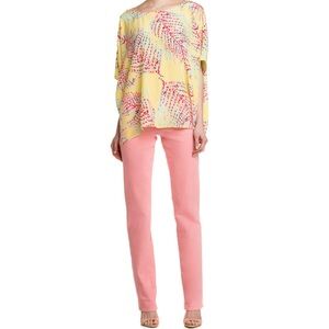 {Lilly Pulitzer} "Worth Straight Jeans" Melon Sherbet Coral Cigarette Stovepipe